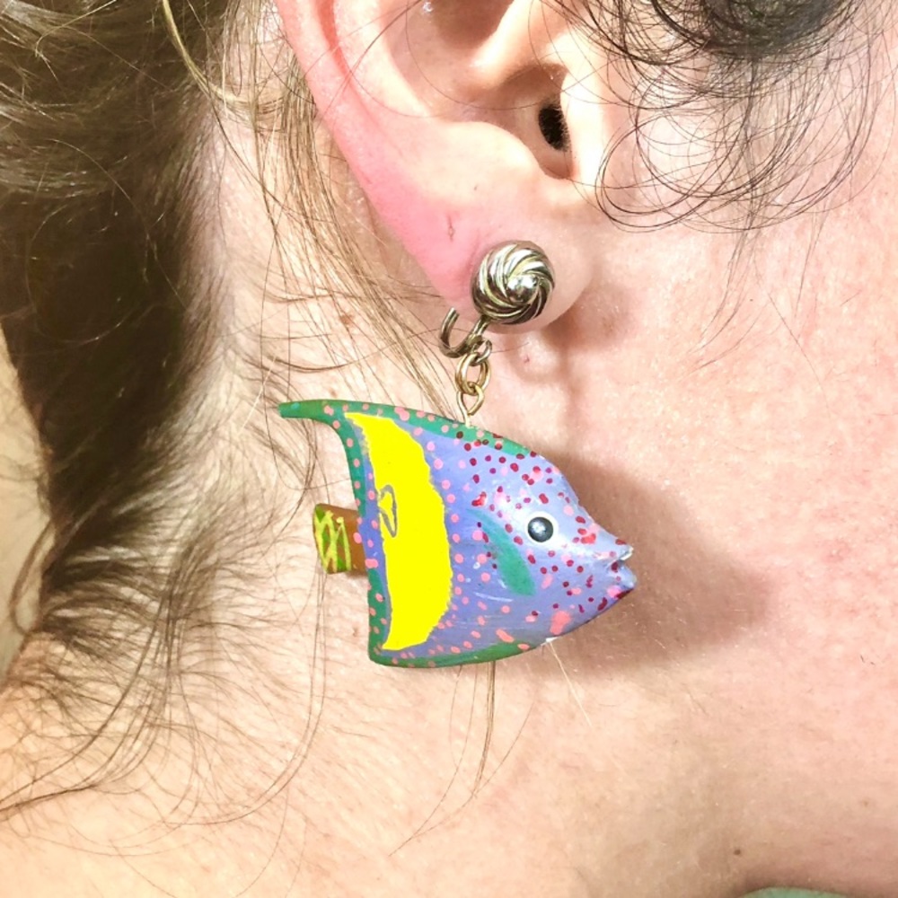 Fish wooden unique earrings!